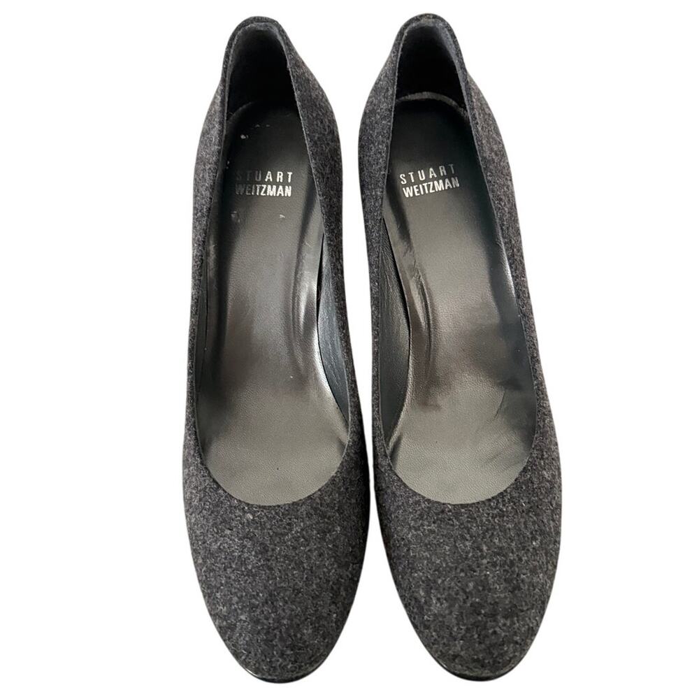 Stuart Weitzman Gray Wool Round Toed 4.5" Pumps/H… - image 7